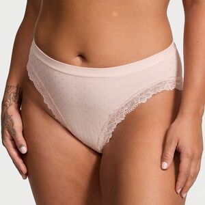 Victoria's Secret Seamless Lace-Trim High-Leg Brief Panty Glaze XL NEW